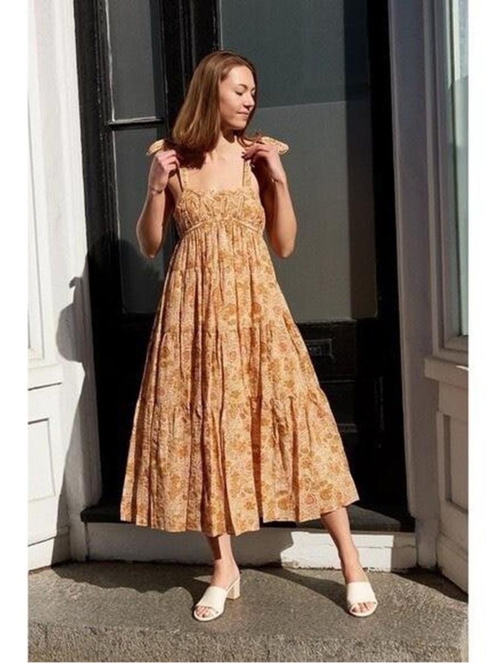 Ulla Johnson Cordelia Floral Tie Strap Midi Dress Size 0 Boho Anthropologie - Picture 6 of 7